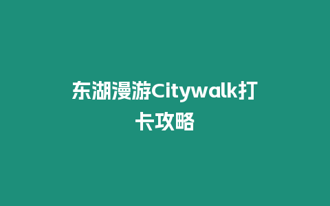 東湖漫游Citywalk打卡攻略