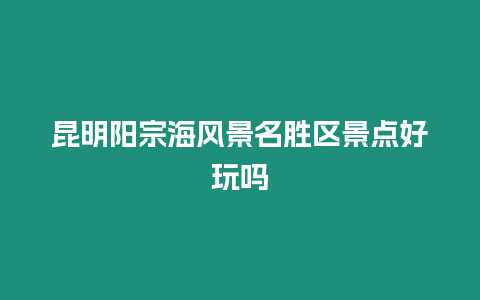 昆明陽(yáng)宗海風(fēng)景名勝區(qū)景點(diǎn)好玩嗎