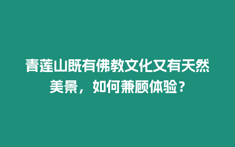 青蓮山既有佛教文化又有天然美景，如何兼顧體驗？