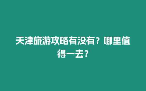 天津旅游攻略有沒(méi)有？哪里值得一去？