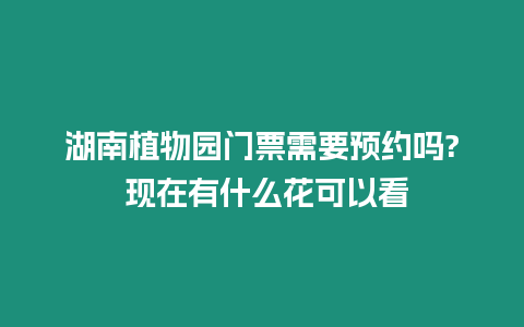 湖南植物園門票需要預約嗎? 現在有什么花可以看