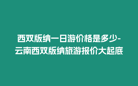 西雙版納一日游價格是多少-云南西雙版納旅游報價大起底