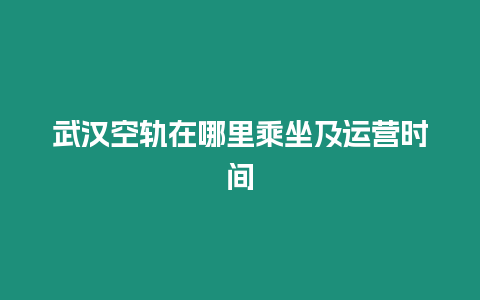 武漢空軌在哪里乘坐及運營時間