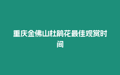 重慶金佛山杜鵑花最佳觀賞時(shí)間