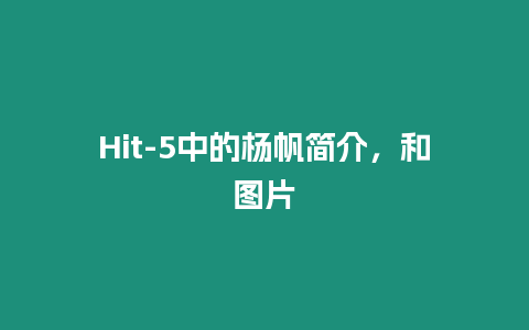 Hit-5中的楊帆簡介，和圖片