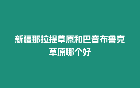 新疆那拉提草原和巴音布魯克草原哪個好