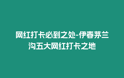 網(wǎng)紅打卡必到之處-伊春茅蘭溝五大網(wǎng)紅打卡之地