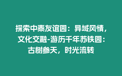 探索中泰友誼園：異域風情，文化交融-游歷千年蘇鐵園：古樹參天，時光流轉