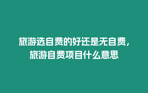 旅游選自費的好還是無自費，旅游自費項目什么意思