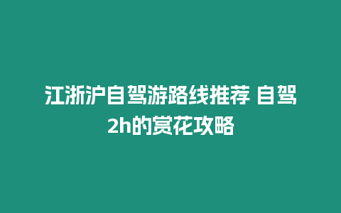 江浙滬自駕游路線推薦 自駕2h的賞花攻略