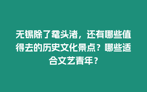 無錫除了黿頭渚，還有哪些值得去的歷史文化景點(diǎn)？哪些適合文藝青年？