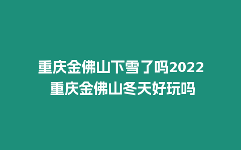 重慶金佛山下雪了嗎2022 重慶金佛山冬天好玩嗎