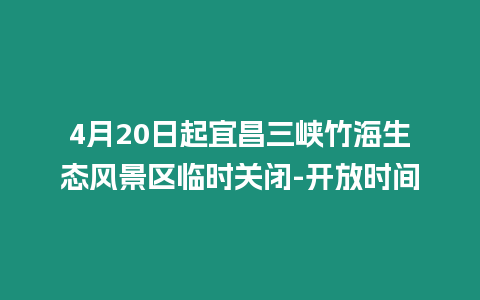 4月20日起宜昌三峽竹海生態風景區臨時關閉-開放時間