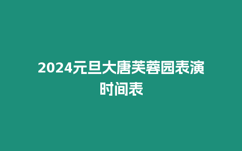 2024元旦大唐芙蓉園表演時間表