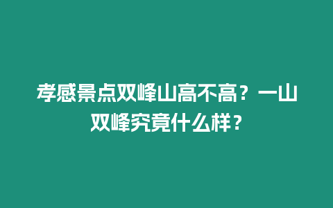 孝感景點雙峰山高不高？一山雙峰究竟什么樣？