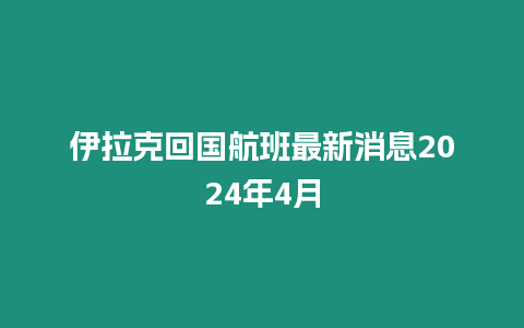 伊拉克回國航班最新消息2024年4月