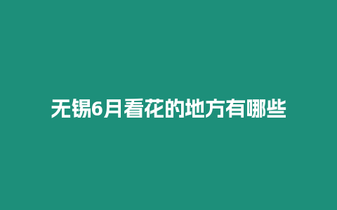 無錫6月看花的地方有哪些