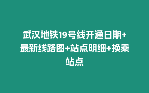 武漢地鐵19號線開通日期+最新線路圖+站點明細+換乘站點