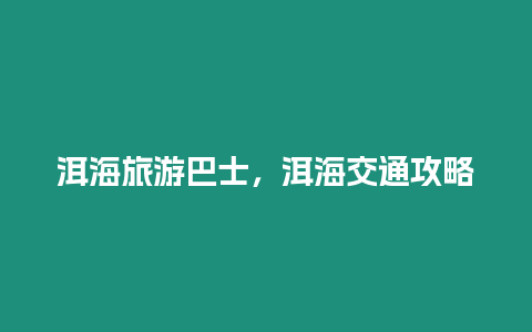 洱海旅游巴士，洱海交通攻略