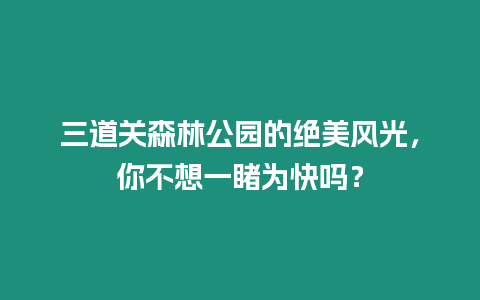 三道關森林公園的絕美風光，你不想一睹為快嗎？