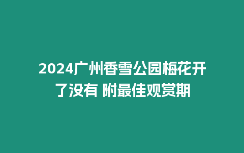 2024廣州香雪公園梅花開了沒有 附最佳觀賞期