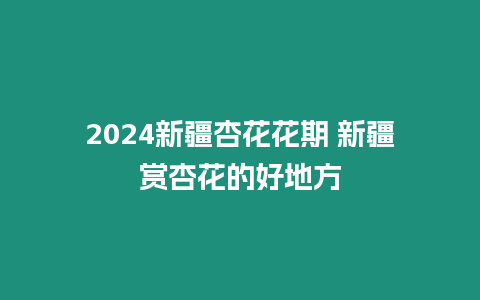 2024新疆杏花花期 新疆賞杏花的好地方