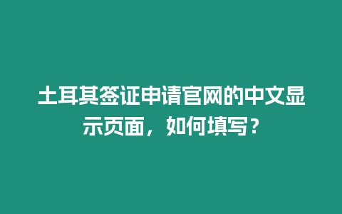 土耳其簽證申請官網的中文顯示頁面，如何填寫？