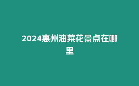 2024惠州油菜花景點在哪里