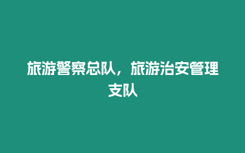 旅游警察總隊，旅游治安管理支隊