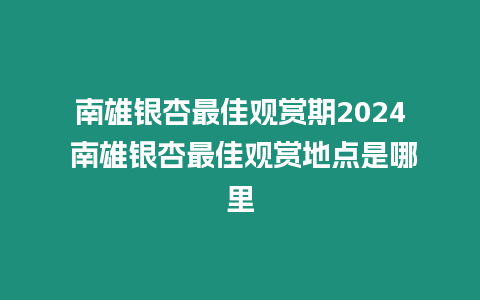 南雄銀杏最佳觀賞期2024 南雄銀杏最佳觀賞地點是哪里