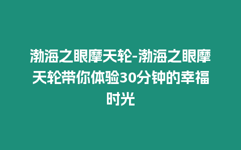 渤海之眼摩天輪-渤海之眼摩天輪帶你體驗30分鐘的幸福時光