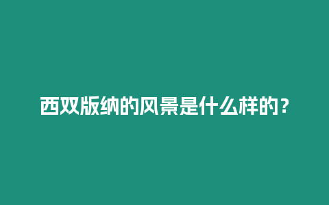 西雙版納的風景是什么樣的？