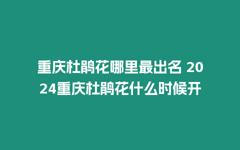 重慶杜鵑花哪里最出名 2024重慶杜鵑花什么時候開