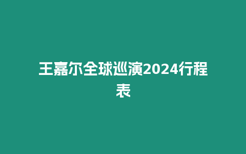 王嘉爾全球巡演2024行程表