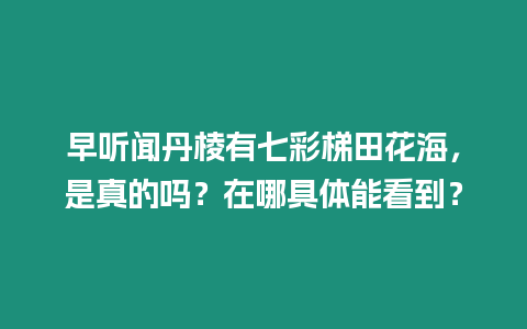 早聽聞丹棱有七彩梯田花海，是真的嗎？在哪具體能看到？