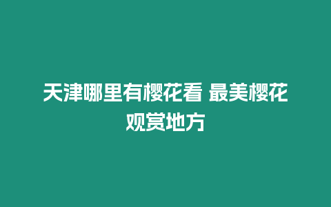 天津哪里有櫻花看 最美櫻花觀賞地方