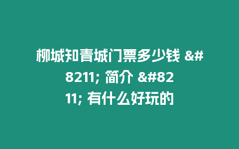 柳城知青城門票多少錢 - 簡介 - 有什么好玩的