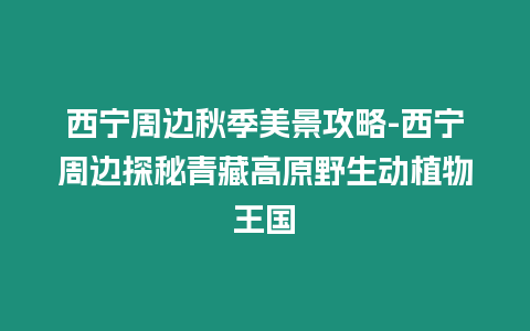 西寧周邊秋季美景攻略-西寧周邊探秘青藏高原野生動植物王國