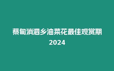 蔡甸消泗鄉(xiāng)油菜花最佳觀賞期2024