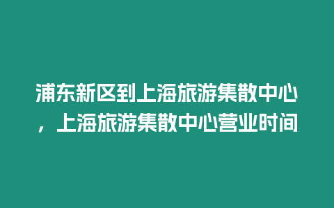 浦東新區(qū)到上海旅游集散中心，上海旅游集散中心營業(yè)時間