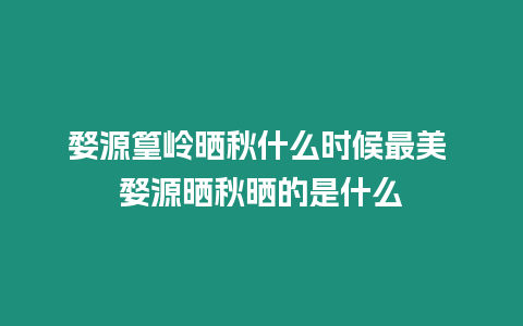 婺源篁嶺曬秋什么時候最美 婺源曬秋曬的是什么