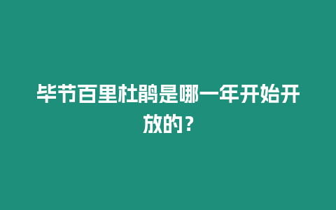 畢節(jié)百里杜鵑是哪一年開始開放的？