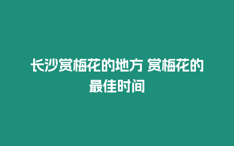 長沙賞梅花的地方 賞梅花的最佳時間