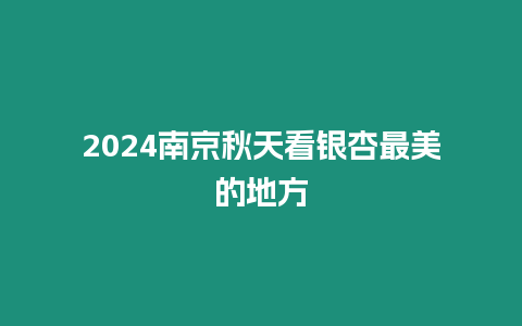 2024南京秋天看銀杏最美的地方