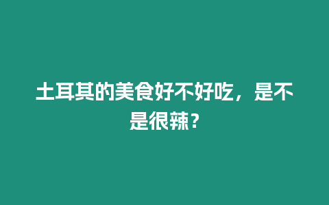 土耳其的美食好不好吃，是不是很辣？