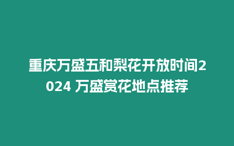 重慶萬盛五和梨花開放時間2024 萬盛賞花地點推薦