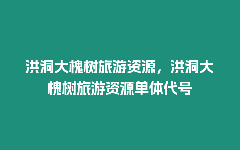 洪洞大槐樹旅游資源，洪洞大槐樹旅游資源單體代號