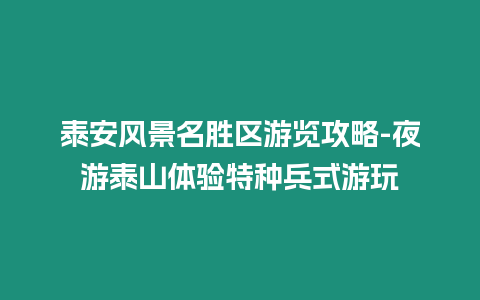 泰安風(fēng)景名勝區(qū)游覽攻略-夜游泰山體驗特種兵式游玩