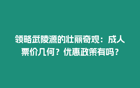 領略武陵源的壯麗奇觀：成人票價幾何？優惠政策有嗎？