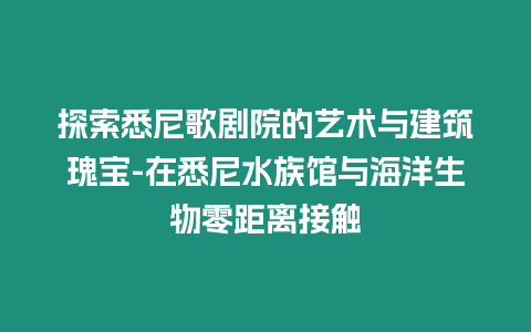 探索悉尼歌劇院的藝術與建筑瑰寶-在悉尼水族館與海洋生物零距離接觸